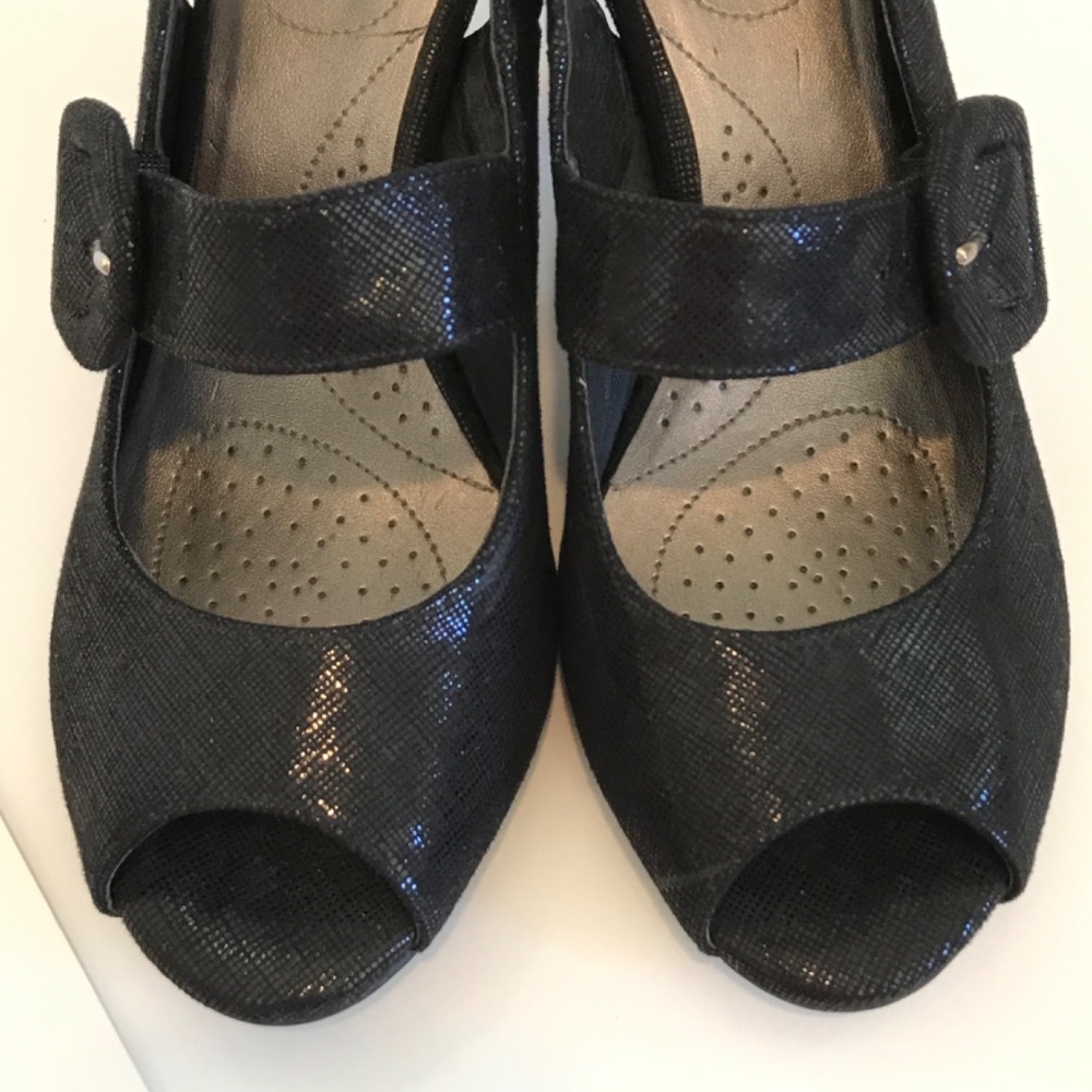 ABELLA Comfort Heels Dress Sandals Slingback Peep Toe Black Women’s Size 7 - Picture 4 of 16